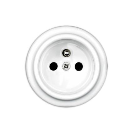 Elhard - Keramisch retro stopcontact voor huishoudelijk gebruik 230V wit