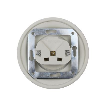 Elhard - Keramisch retro stopcontact voor huishoudelijk gebruik met frame SCHUKO 230V wit