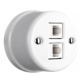 Elhard - Keramische retro datadoos 2x RJ45 wit