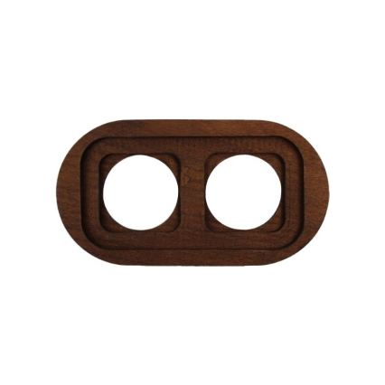 Elhard - Keramische retro schakelaar nr. 1 en 230V stopcontact met SCHUKO-frame wit/donker hout