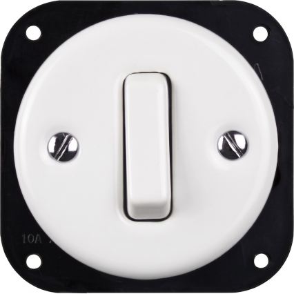 Elhard - Keramische retro schakelaar nr. 1 en 230V-stopcontact met SCHUKO-frame wit