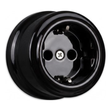 Elhard - Keramische retro SCHUKO-stopcontact 230V zwart
