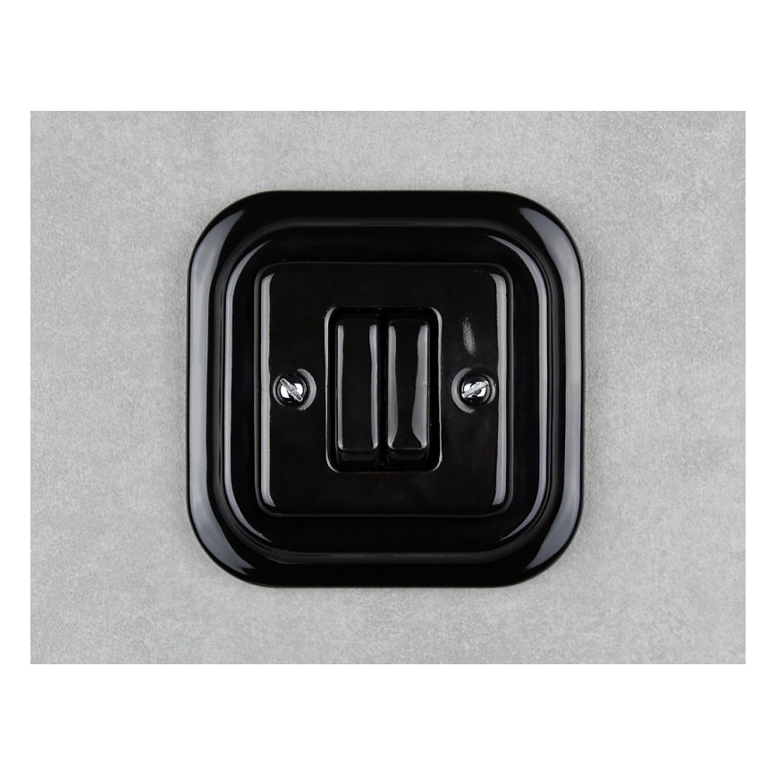 Elhard - Keramische retro-serie schakelaar met afdekraam nr. 5, zwart
