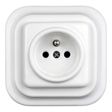 Elhard - Keramische retro-wandcontactdoos met afdekraam 230V wit