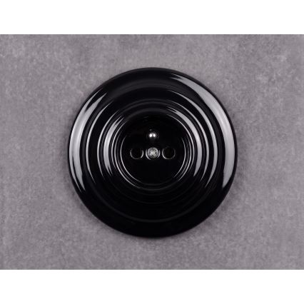 Elhard - Keramische retro wandcontactdoos met afdekraam 230V zwart