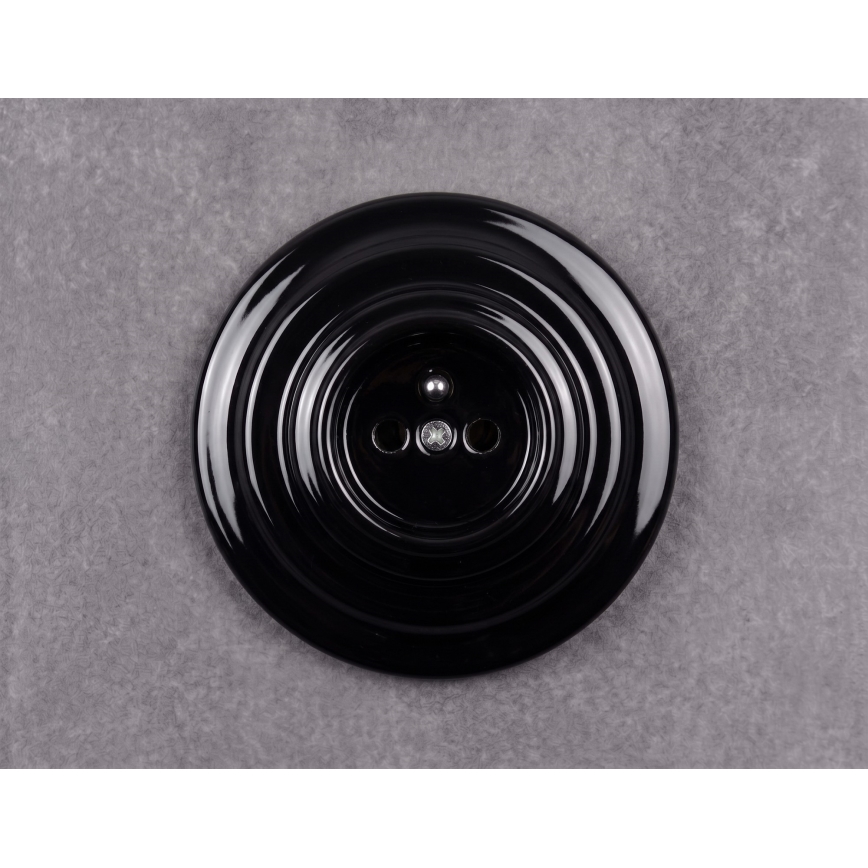 Elhard - Keramische retro wandcontactdoos met afdekraam 230V zwart