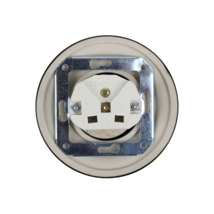 Elhard - Keramische retro wandcontactdoos met afdekraam 230V zwart