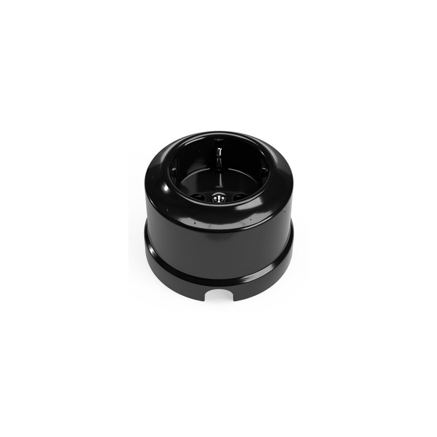 Elhard - Keramische retro-wandcontactdoos met frame 230V zwart