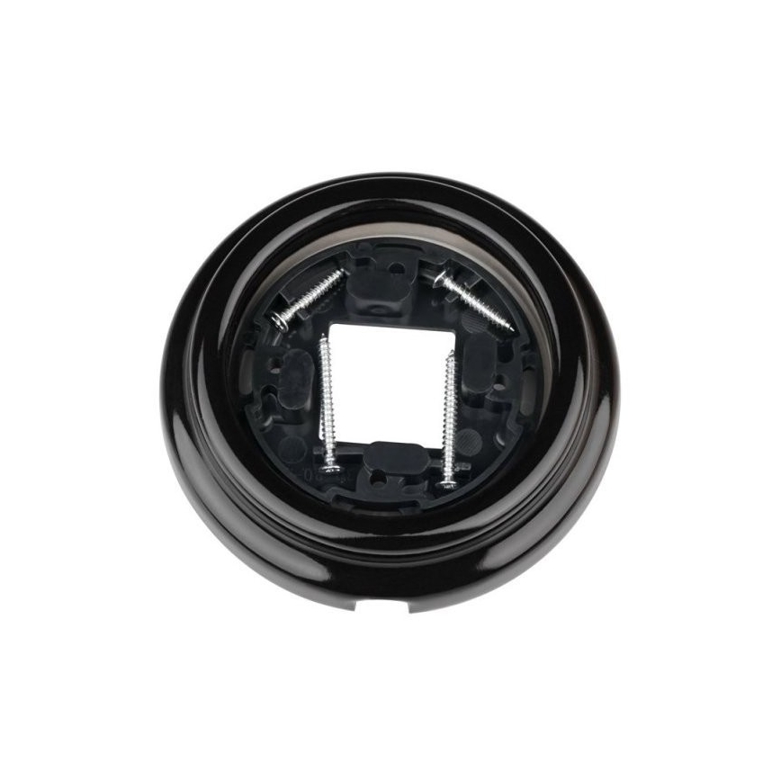 Elhard - Keramische retro-wandcontactdoos met frame 230V zwart