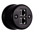 Elhard - Keramische retro wandcontactdoos voor data 2xRJ45, zwart