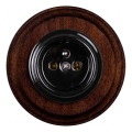 Elhard - Keramische retro wandcontactdoos voor woningen met afdekraam 230V zwart/donker hout