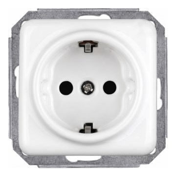 Elhard - Keramische retro wandcontactdoos zonder afdekraam SCHUKO 230 V wit