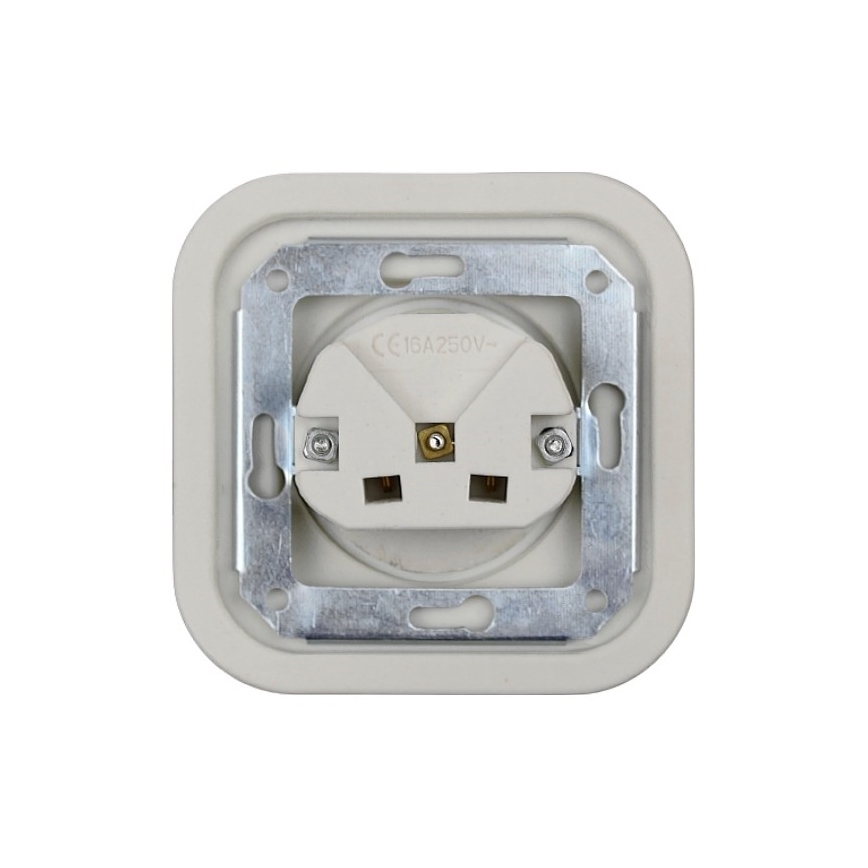 Elhard - Keramische retro wandcontactdoos zonder afdekraam SCHUKO 230 V wit