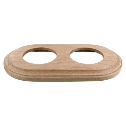 Elhard - Prise double céramique rétro pour usage domestique avec cadre SCHUKO 230V noire/bois clair