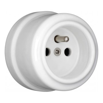 Elhard - Prise murale rétro en céramique 230 V, blanche, pour usage domestique