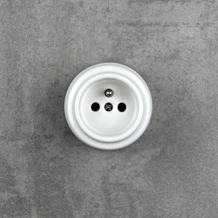 Elhard - Prise murale rétro en céramique 230V blanche