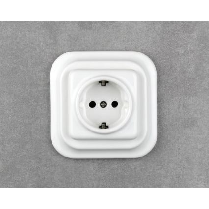 Elhard - Prise murale rétro en céramique, sans cadre, SCHUKO 230 V, blanche