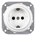 Elhard - Prise murale rétro en céramique SCHUKO 230 V, sans cadre, blanche