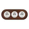 Elhard - Prise murale triple rétro en céramique avec cadre 230V blanc/bois foncé