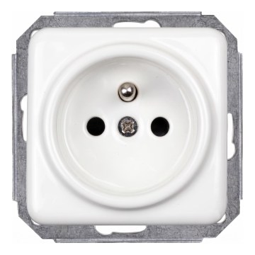 Elhard - Retro keramisch stopcontact 230 V, zonder afdekraam, wit