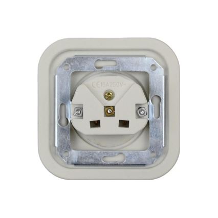 Elhard - Retro keramisch stopcontact 230 V, zonder afdekraam, wit