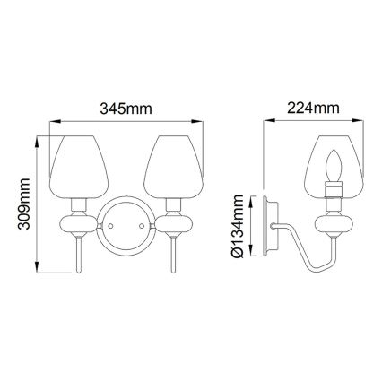 Elstead - Applique murale ARMAND 2xE14/40W/230V noire/laiton
