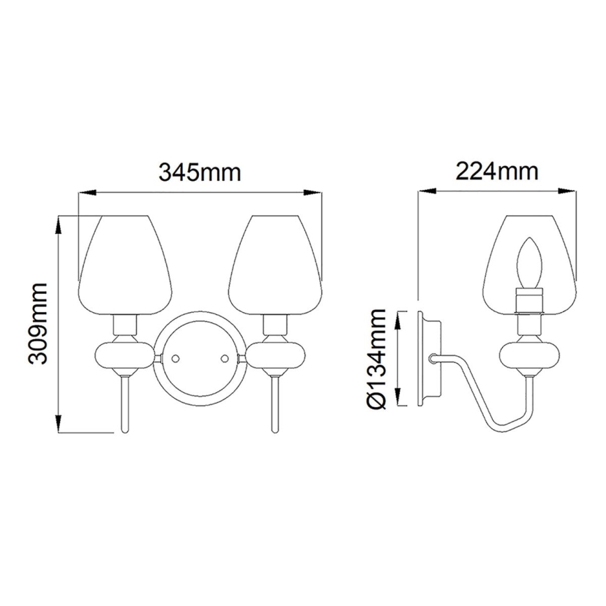 Elstead - Applique murale ARMAND 2xE14/40W/230V noire/laiton