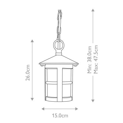 Elstead BL21B-BLACK - Suspension d'extérieur HEREFORD 1xE27/100W/230V IP43