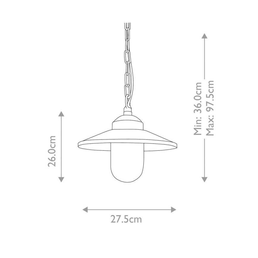 Elstead - Hanglamp aan een ketting voor buiten KLAMPENBORG 1xE27/60W/230V IP44