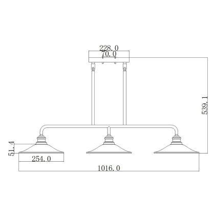 Elstead HK-RIGBY-ISLE-KZ - Hanglamp aan een paal RIGBY 3xE27/60W/230V