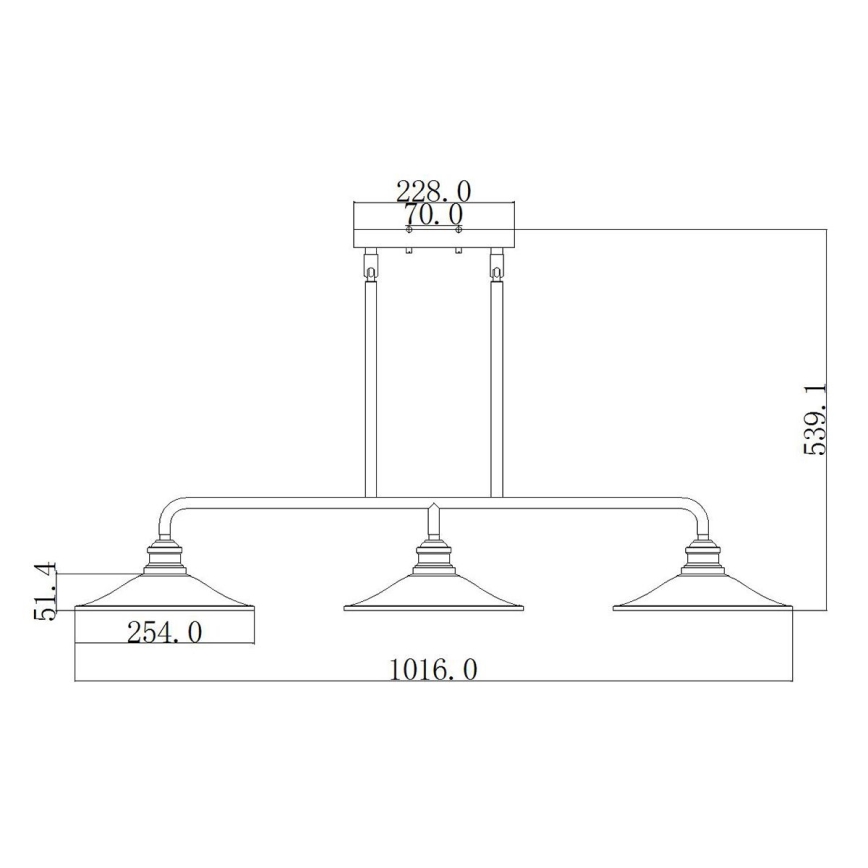 Elstead HK-RIGBY-ISLE-KZ - Hanglamp aan een paal RIGBY 3xE27/60W/230V