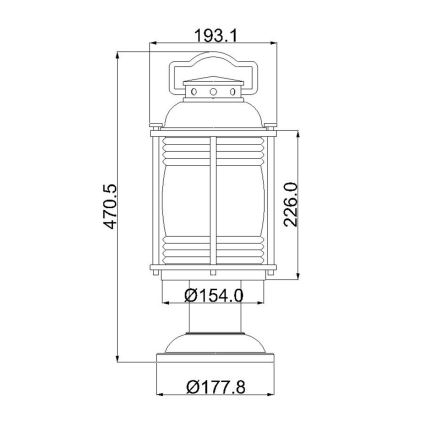 Elstead KL-ASHLANDBAY3-M - Lampadaire extérieur ASHLAND 1xE27/60W/230V IP44