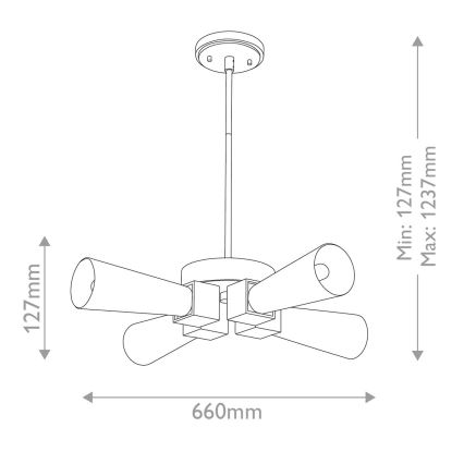 Elstead - Suspension sur tige KRISTY 4xE27/40W/230V cuivrée