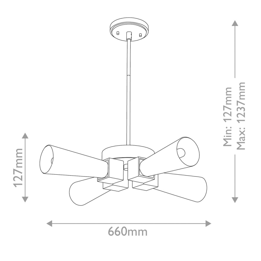 Elstead - Suspension sur tige KRISTY 4xE27/40W/230V cuivrée