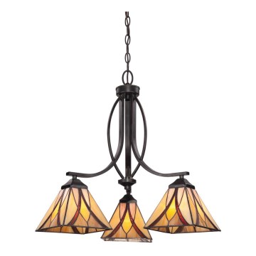 Elstead - Lustre suspendu sur chaîne Tiffany ASHEVILLE 3xE27/60W/230V