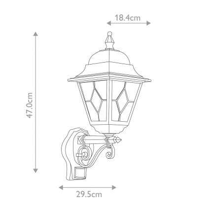 Elstead - Buitenwandlamp met sensor NORFOLK 1xE27/100W/230V IP43