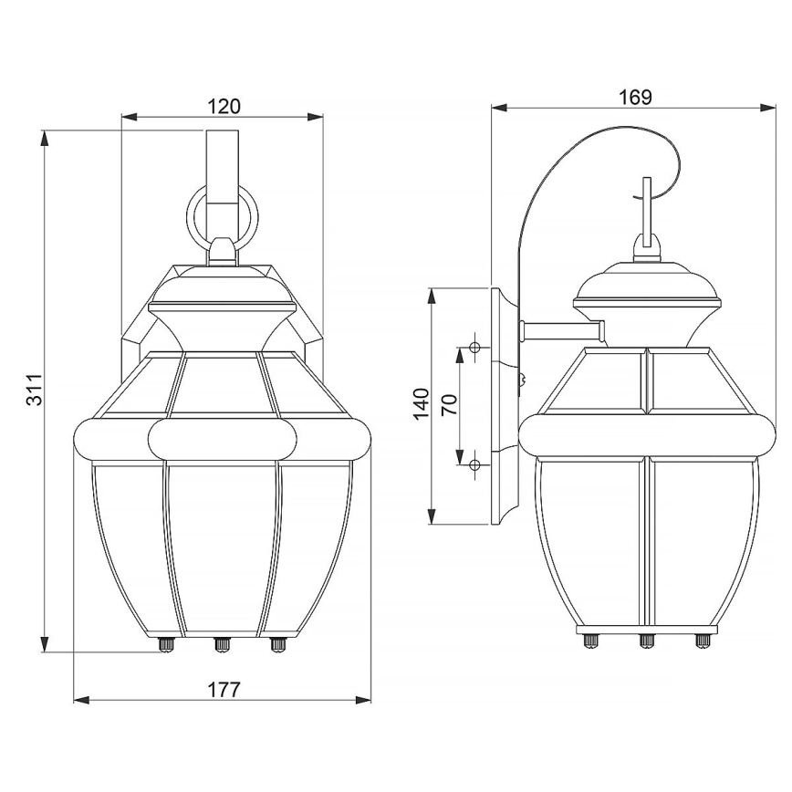 Elstead QZ-NEWBURY2-S-PB - Wandlamp voor buiten NEWBURY 1xE27/150W/230V IP44