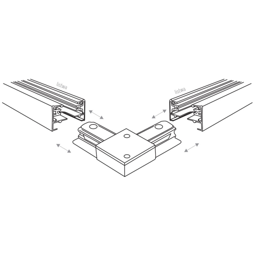 Embout pour système de rail monophasé TRACER carré noir