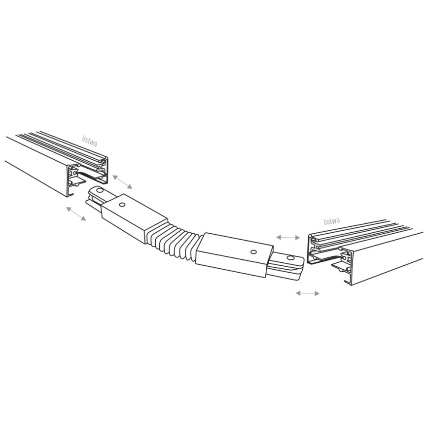 Embout pour système de rail monophasé TRACER flexible noir