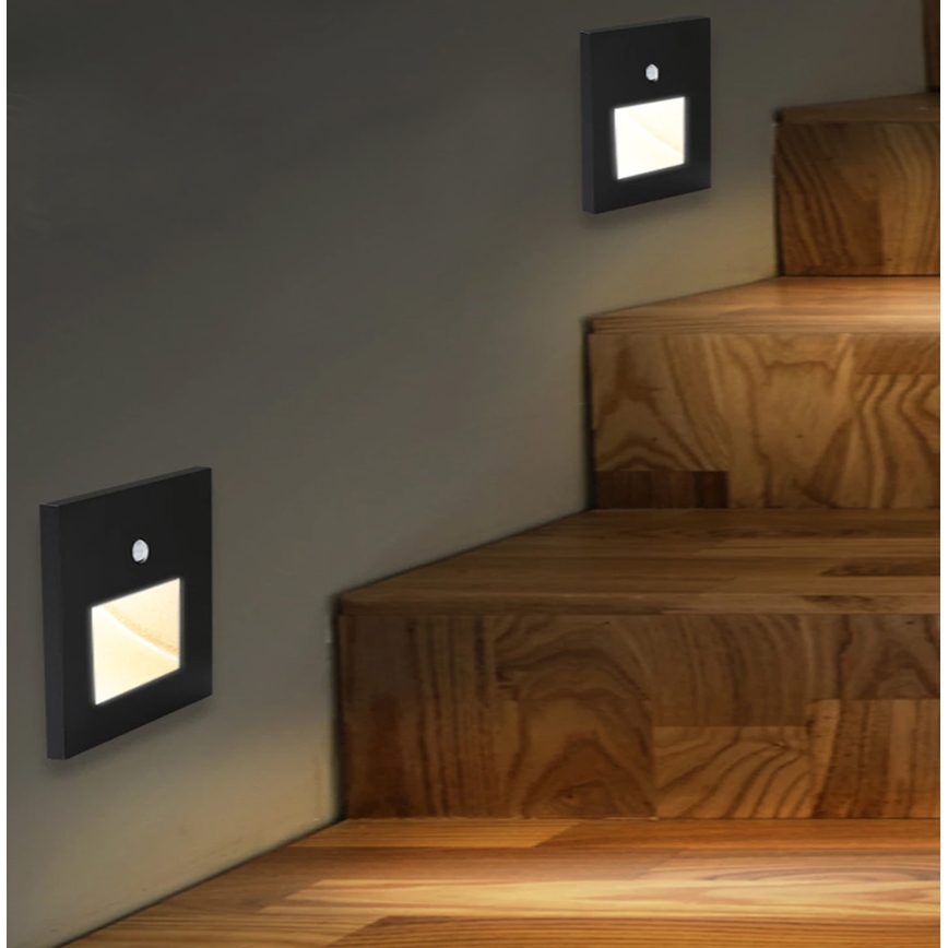 Emithor 70418 - LED Trapverlichting met sensor SUNNY LED/1W/230V 4000K zwart