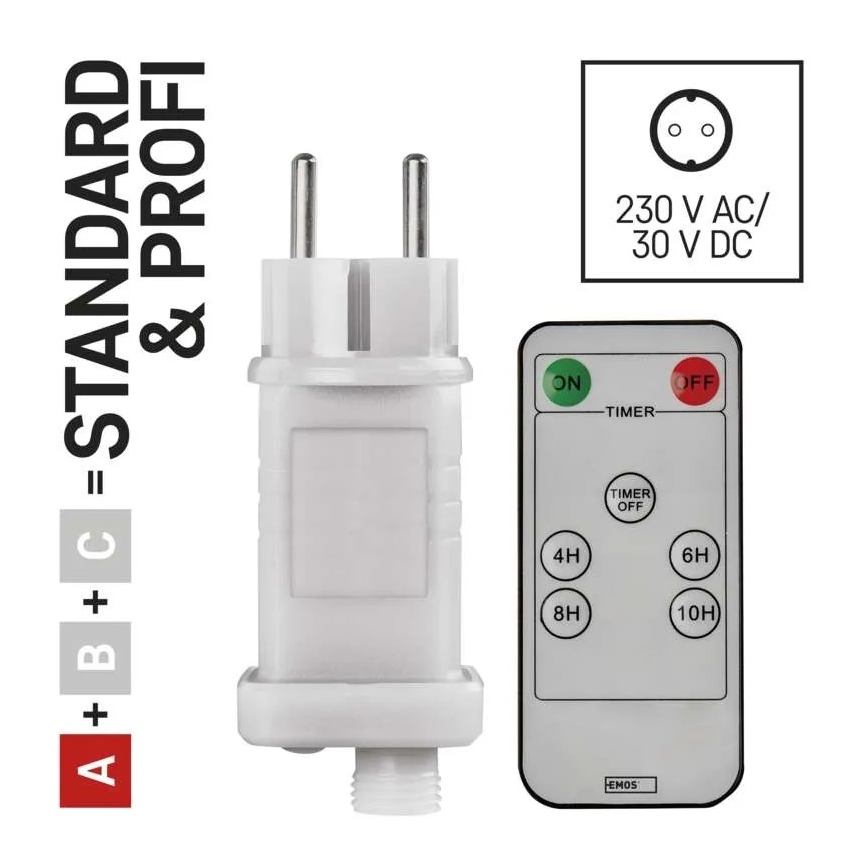 Alimentation pour connexion d'illuminations de Noël 230V IP44 + Télécommande