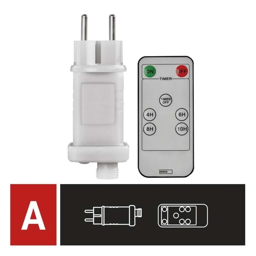 Alimentation pour connexion d'illuminations de Noël 230V IP44 + Télécommande