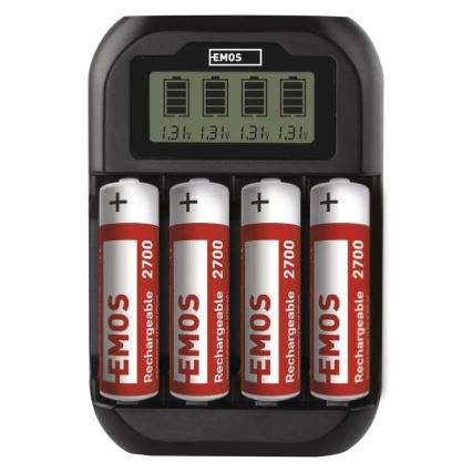 Batterij oplader met LCD scherm 4xAA/AAA 5V