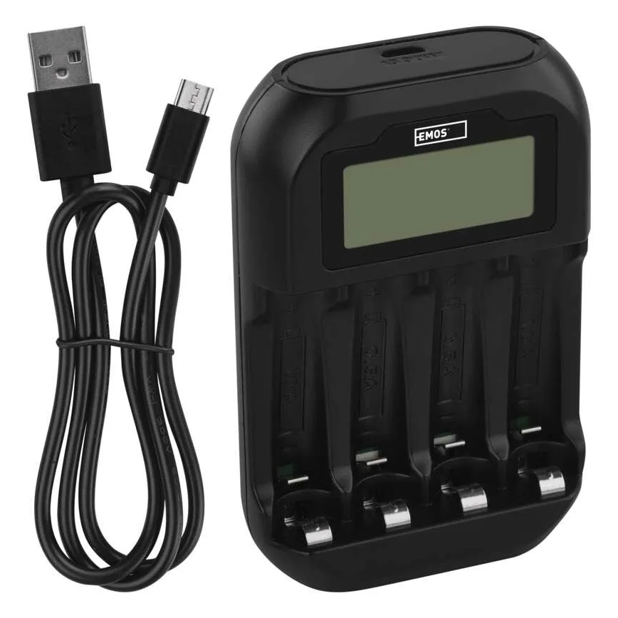 Batterij oplader met LCD scherm 4xAA/AAA 5V
