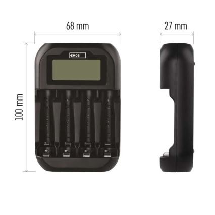 Batterij oplader met LCD scherm 4xAA/AAA 5V