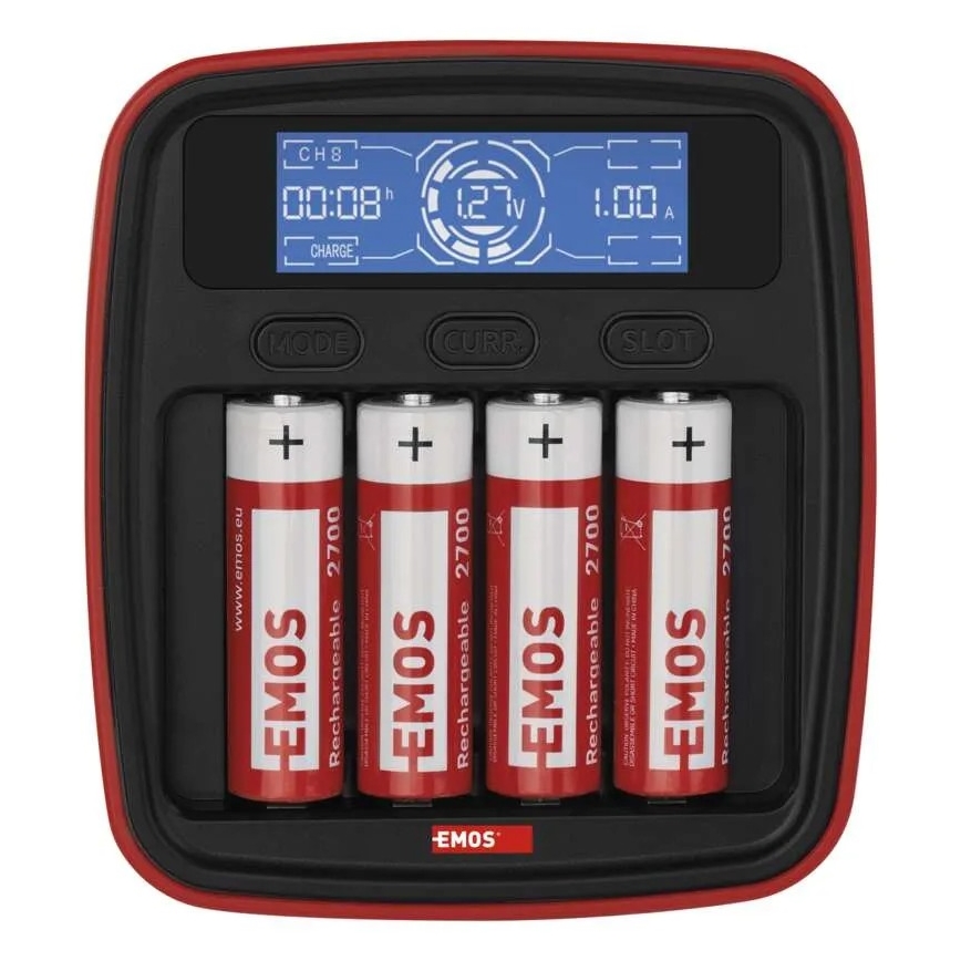 Batterij oplader met LCD scherm 4xAA/AAA 5V