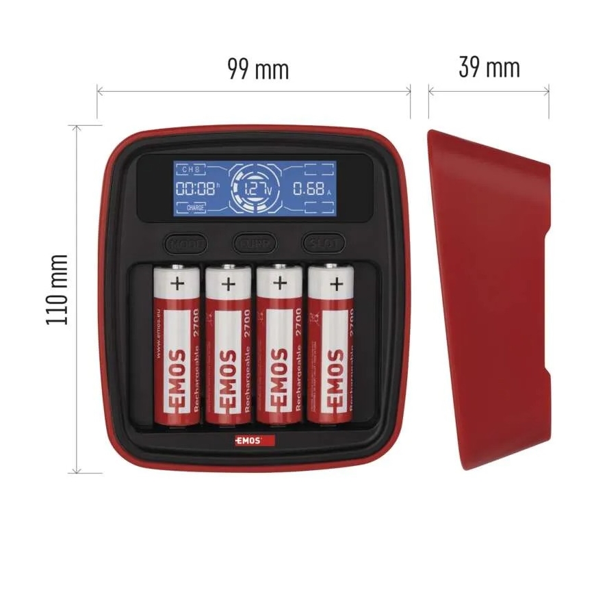 Batterij oplader met LCD scherm 4xAA/AAA 5V
