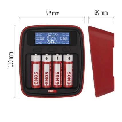 Chargeur de piles avec écran LCD 4xAA/AAA 5V