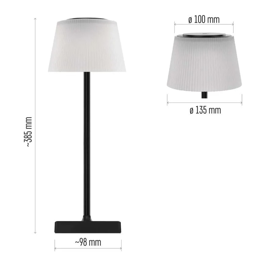 Lampe rechargeable à intensité variable KATIE LED/4W/10V 1800mAh IP44 CRI 90 noir