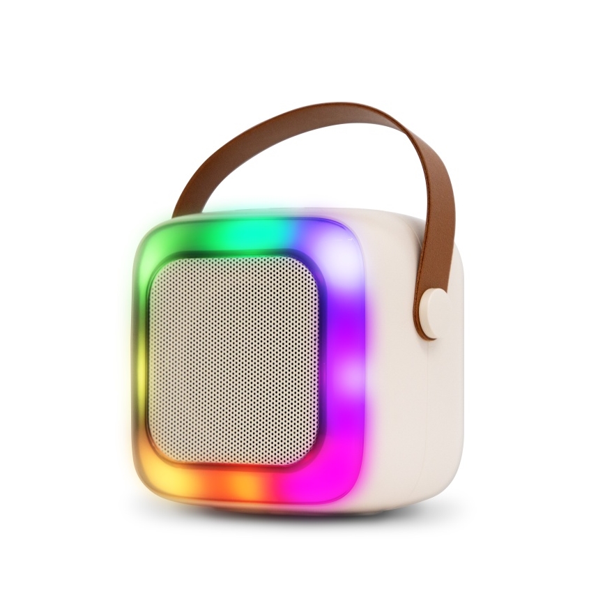 CONNECT IT CSP-1010-BG - Enceinte LED RGB avec microphones sans fil 2Mic 5W/1200 mAh + 2x 400 mAh crème/doré